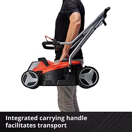 Einhell Power X-Change 18V Cordless Lawnmower with Rechargeable Battery and Quick Charger, Red – 4