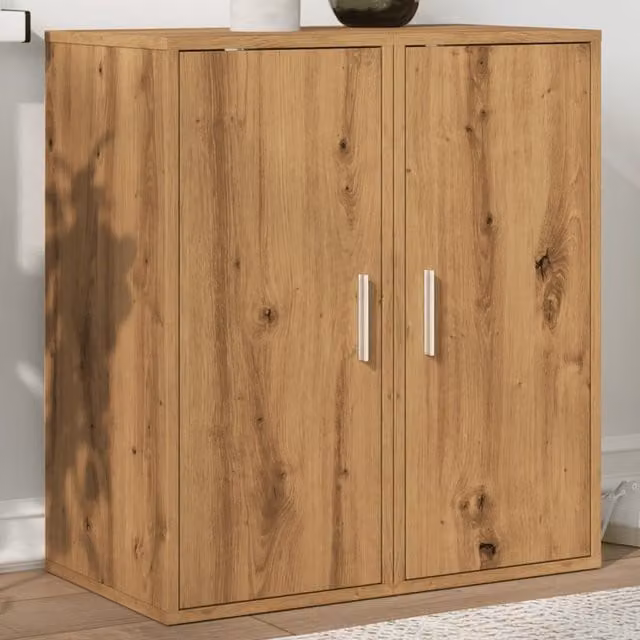 Berkfield Home Set of 2 Artisan Oak Wall Mounted Shoe Cabinets, Brown, W/D/H: 32 x 35 x 70 cm