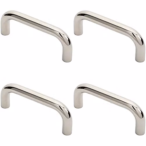 Loops 4 Pack Round D Bar Pull Handles in Polished Bright Stainless Steel, W: 169 mm, D: 19 mm, Fixing Centres: 150 mm