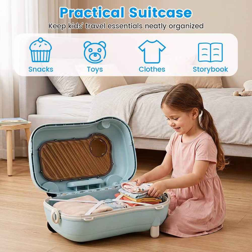 Costway Ride-on Luggage Suitcase with Retractable Pedal in Blue – 5