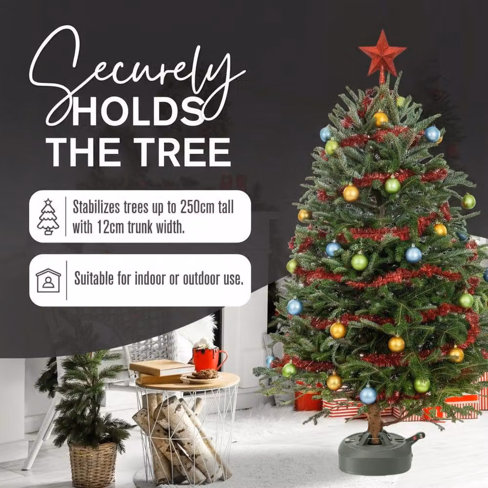 Tanness Christmas Tree Stand for Real Trees Up to 8.2ft with 12cm Trunk, Dark Green, W: 33.02 cm, D: 109.22 cm, H: 7.62 cm – 2