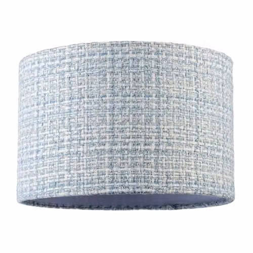 Happy Homewares Scandinavian Style Cylinder Drum Lamp Shade in Blue and White Fabric, Diameter: 30 cm, Height: 20 cm