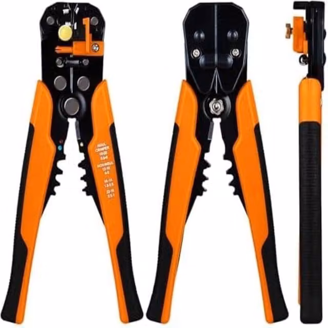 ATEK 3-in-1 Electrical Wire Strippers, Cutters and Terminal Crimper in Orange – 1