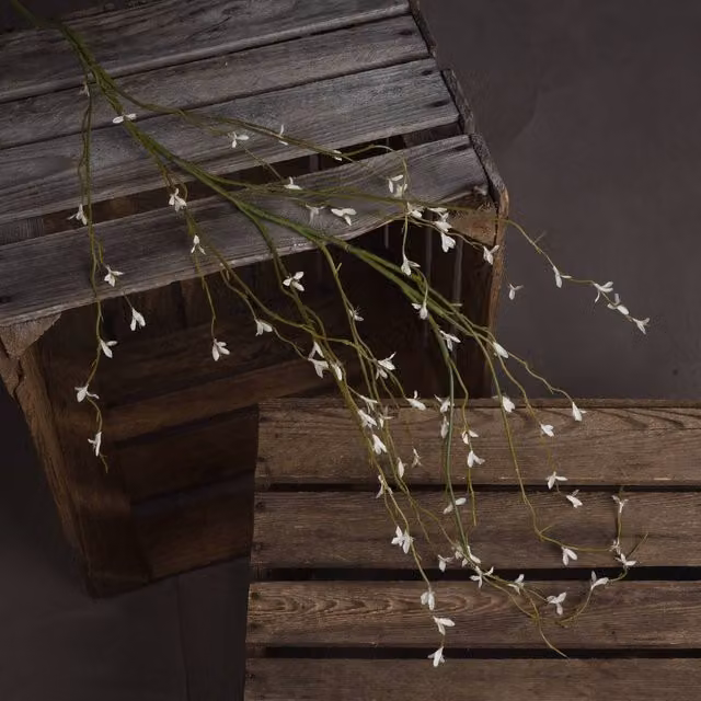 KDMK White Willow Spray Faux Botanical Floral Arrangement