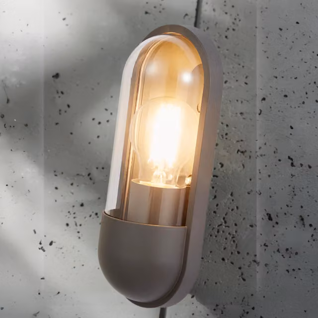 CGC KEN Anthracite Grey Modern LED Outdoor Wall Light with Glass Cylinder and Up/Down Lighting