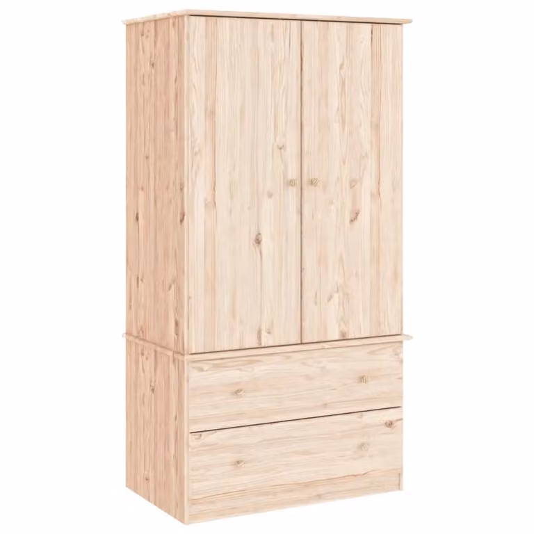 Berkfield Home ALTA Wardrobe in Brown Solid Pine, W/D/H: 90 x 55 x 170 cm