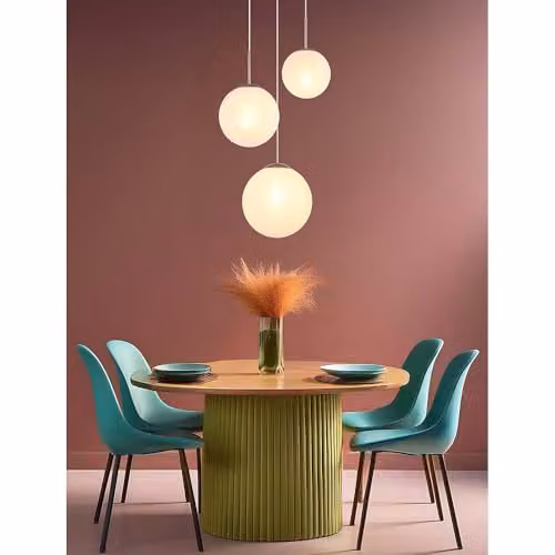 Nowa Modern Glass Sphere Pendant Light with 3 E27 Bulbs in White and Silver – 2