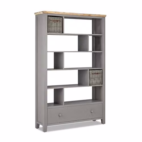 Florence Room Divider Shelving Storage Unit in Dove Grey, H 190 cm x W 120 cm x D 35 cm – 1