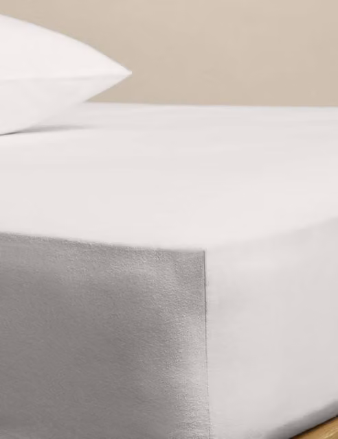 M&S Pure Brushed Cotton Flannelette Deep Fitted Sheet, Dove Grey, W: 140 cm, L: 200 cm
