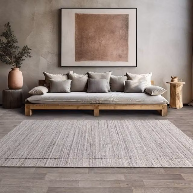 The Rug Shop UK Grey Handmade Prestige Modern Plain Easy To Clean Area Rug W: 160 cm, D: 230 cm – 1