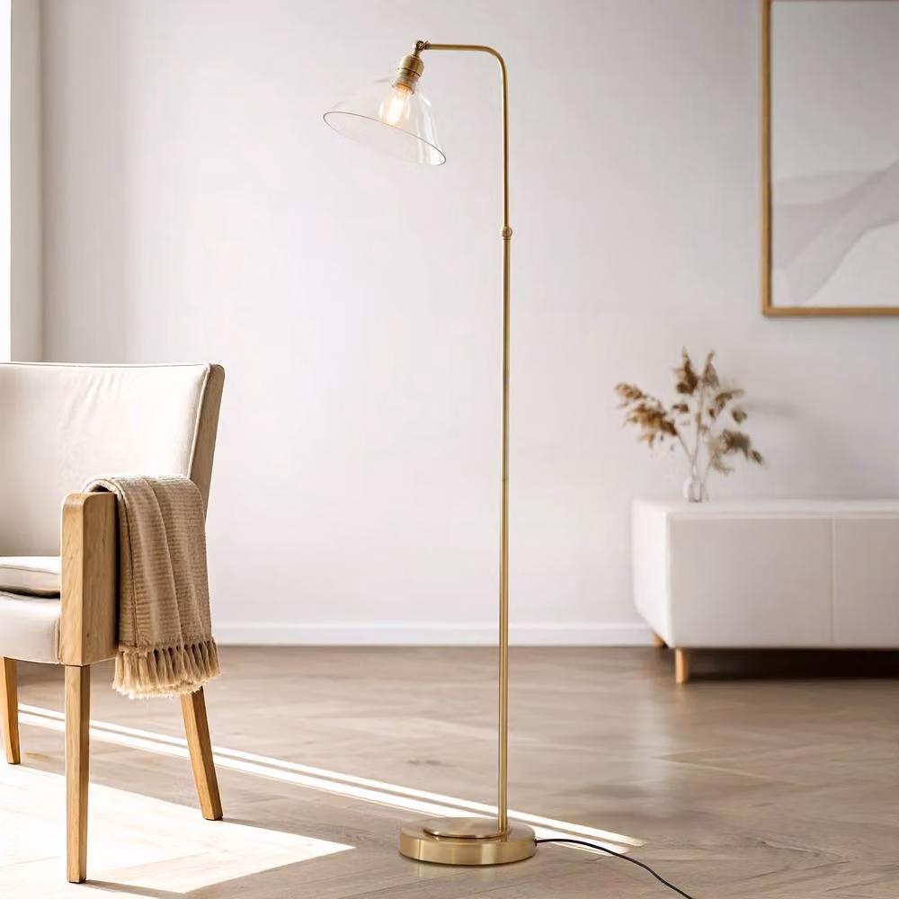 Netlighting Bellora Adjustable Glass Floor Lamp in Antique Bronze with Clear Glass Shade and E27 LED Socket – 2