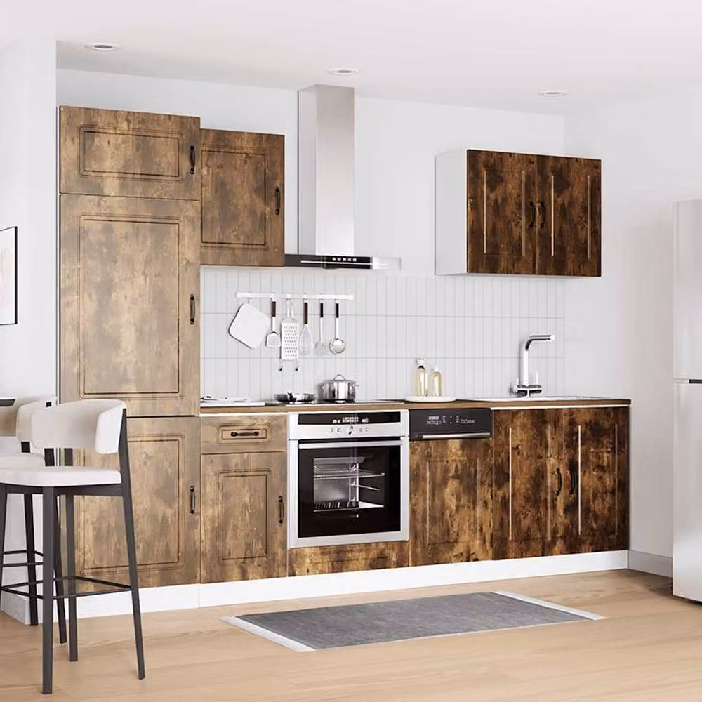 Berkfield Home Kalmar 7 Piece Rustic Kitchen Cabinet Set in Smoked Oak Brown Engineered Wood – 2