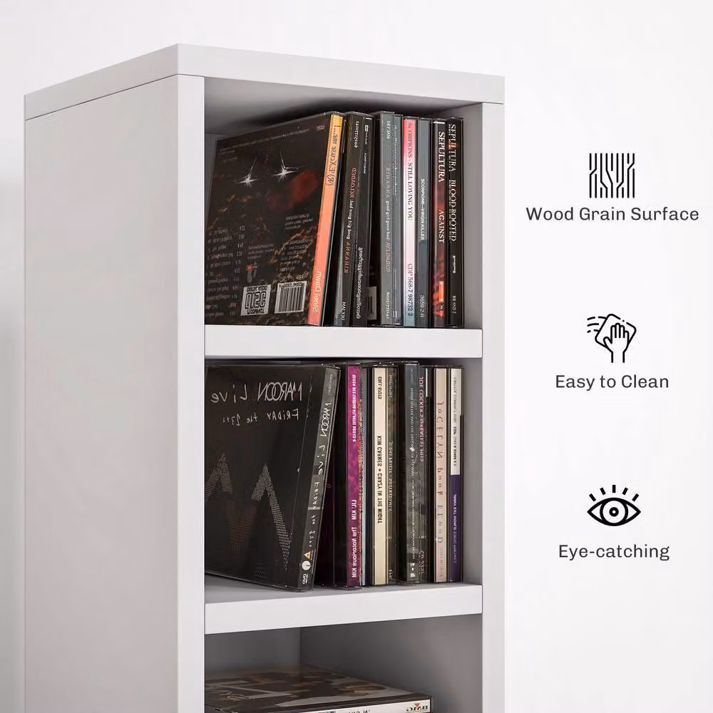 STILVORA 12 Cube Media Storage Tower in White – 5