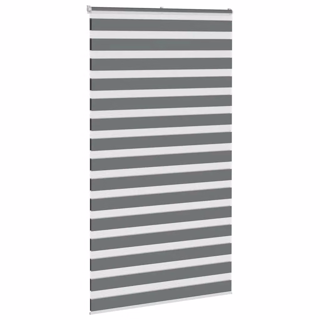 Berkfield Home Zebra Blind in Dark Grey, W: 120 cm, H: 230 cm, Polyester Fabric – 3