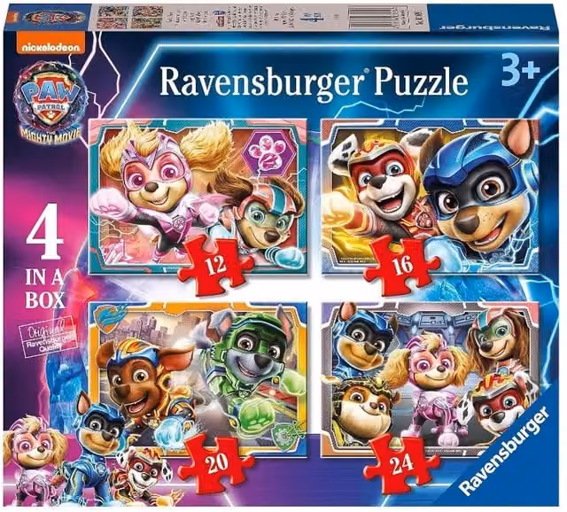 Ravensburger Paw Patrol Mighty Movie 2D Jigsaw Puzzle Set, Multicolour, 4 Packs (12, 16, 20 and 24 Pieces)