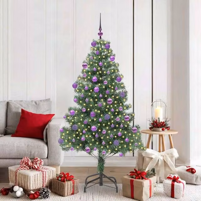 Berkfield Home Green PVC Christmas Tree with 300 LEDs and Stand, Height: 180 cm