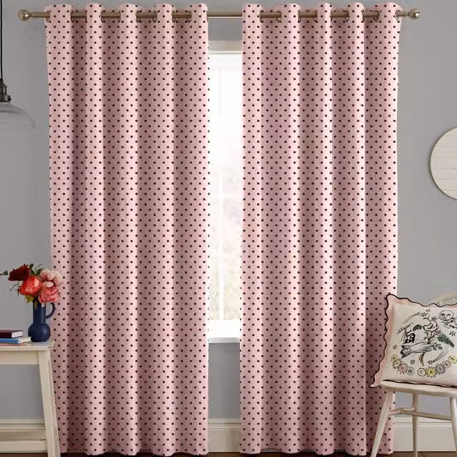 Cath Kidston Made to Measure Pink Dotted Blackout Cotton Eyelet Curtain