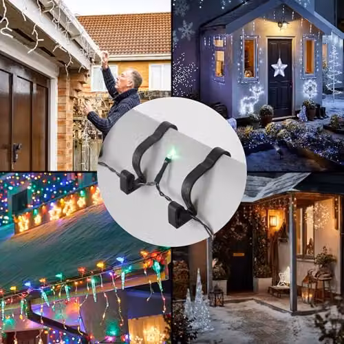 SHATCHI 16-Piece Black Plastic Gutter Hooks for Outdoor Hanging Christmas String and Rope Lights – 3
