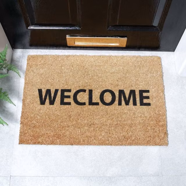 Artsy Mats Welcome Funny Doormat, Brown, Coir and Natural Rubber, Non-Slip and Weatherproof