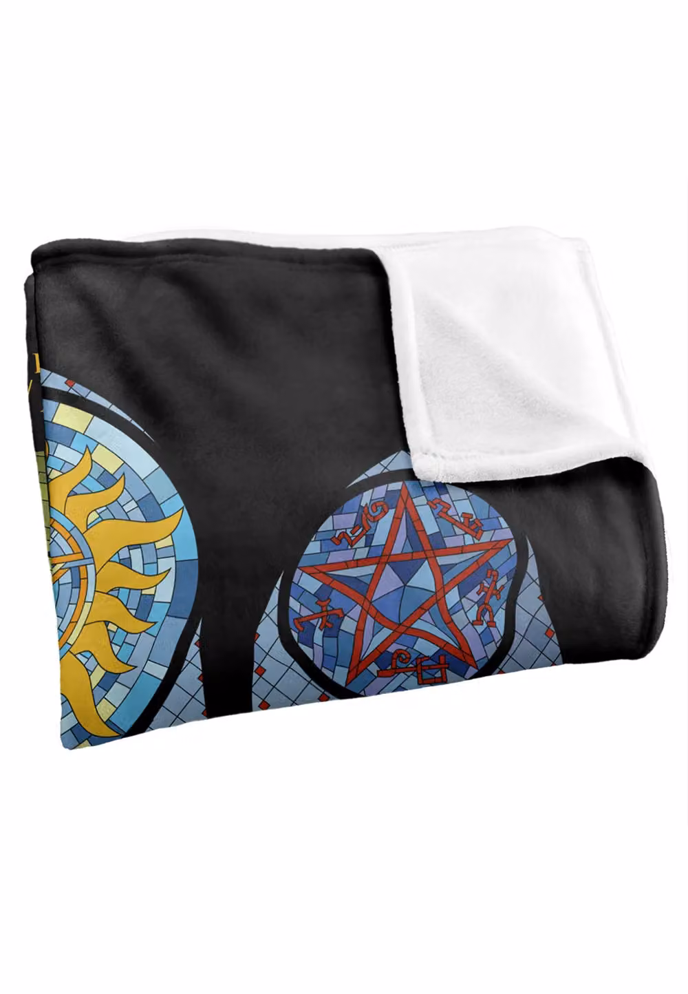 Warner Brothers Supernatural Stained Glass Silky Touch Super Soft Throw Blanket, White and Multicolour, W x D: 152.4 x 127.0 cm – 3