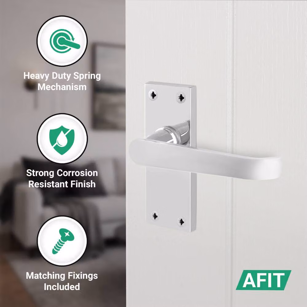 AFIT Polished Chrome Door Handles with Latch, 4 Pairs, Silver, W/D/H: 15.0 x 15.0 x 15.0 cm – 2
