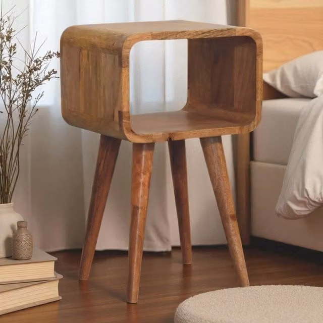 Artisan Furniture Mini Curved Open Bedside Table in Brown Mango Wood