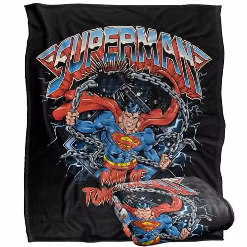 Warner Bros. Superman Band Chain Break Silky Touch Super Soft Fleece Throw Blanket, Multicolour, W: 127 cm, D: 152.4 cm