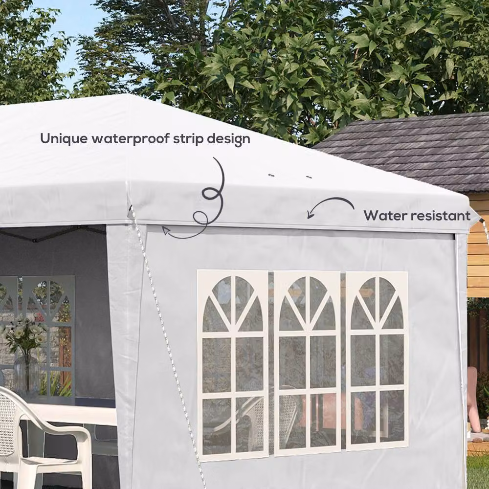 Outsunny White Pop Up Gazebo Party Tent with Steel Frame, W: 300 cm, D: 295 cm, H: 270 cm – 5