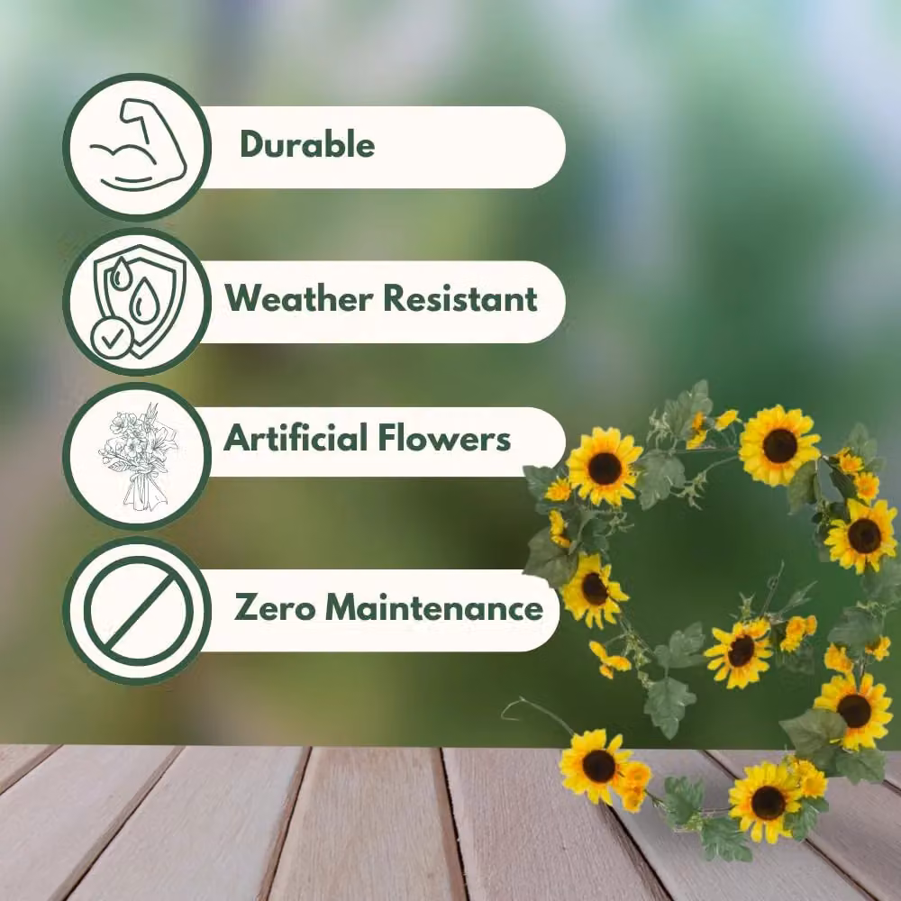 Marco Paul 180cm Hanging Sunflower Garland in Yellow and Multicolour – 3