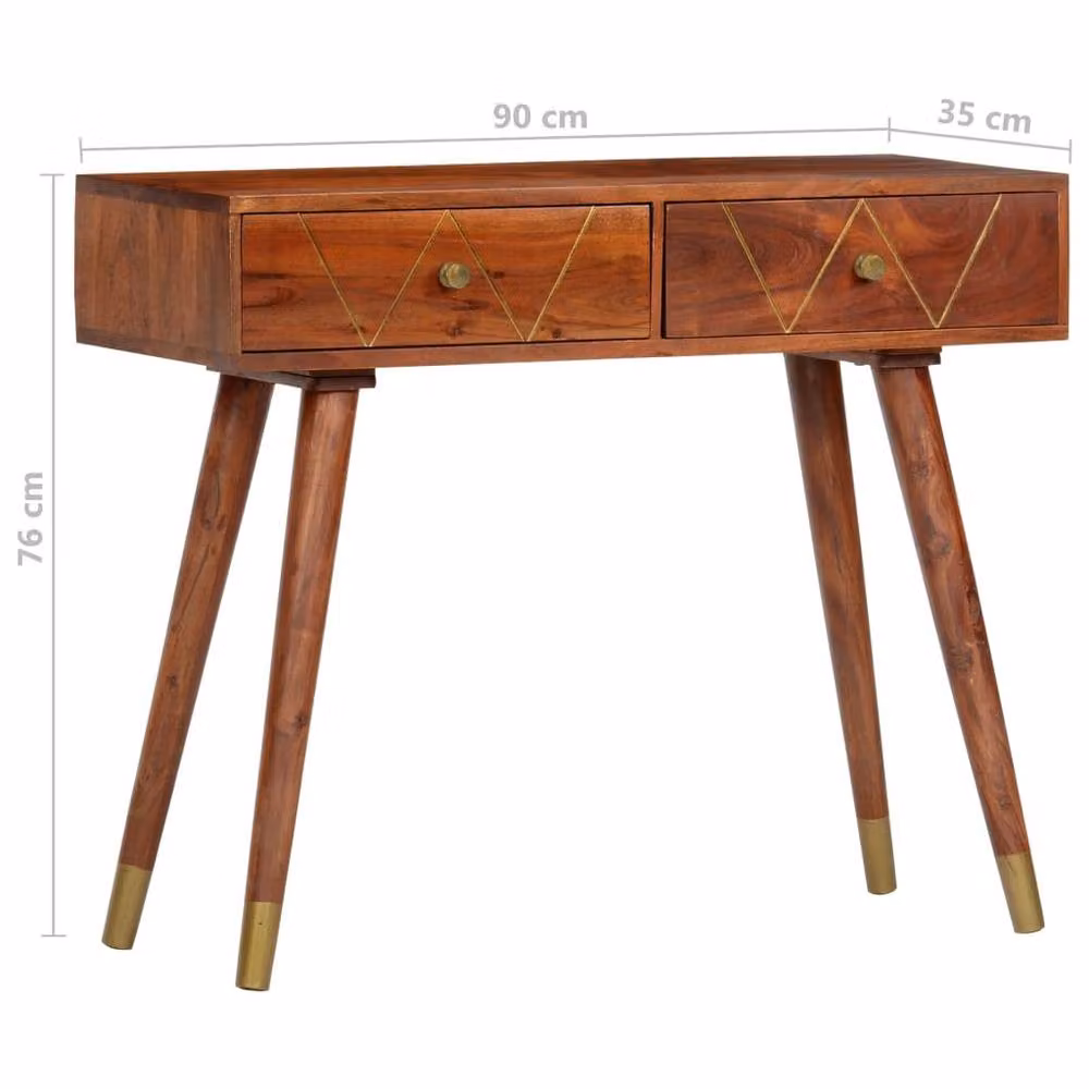 Berkfield Home Rustic Brown Solid Acacia Wood Console Table W/D/H: 90 x 35 x 76 cm – 4