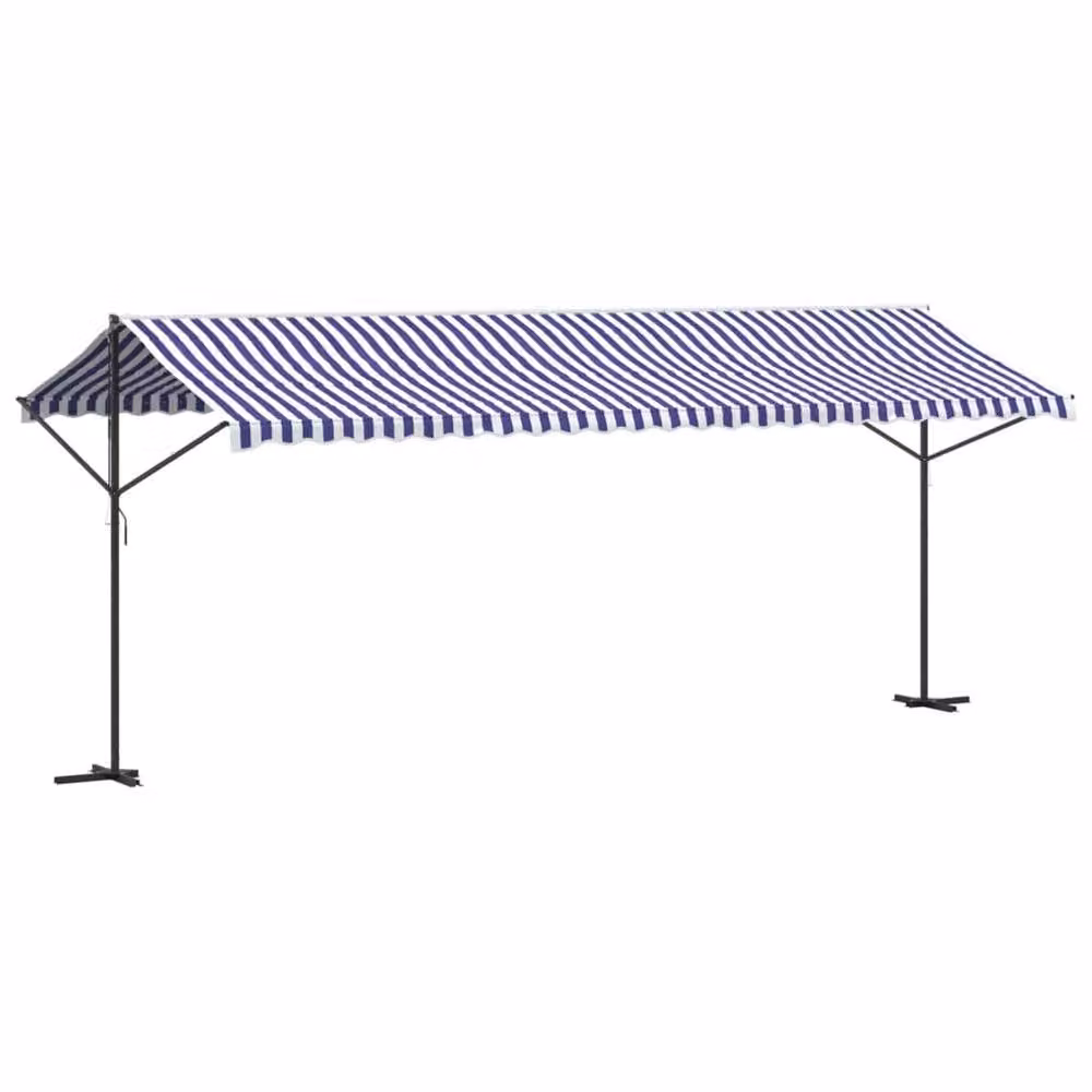 Berkfield Home Free Standing Striped Maritime Awning in Blue and White, W: 600 cm, D: 300 cm – 2