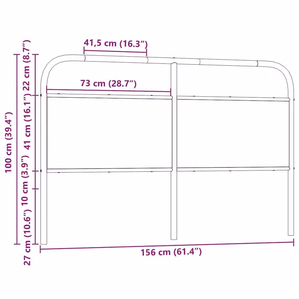 Berkfield Home Brown Oak Headboard with Steel and Engineered Wood, W: 156 cm x H: 100 cm – 5