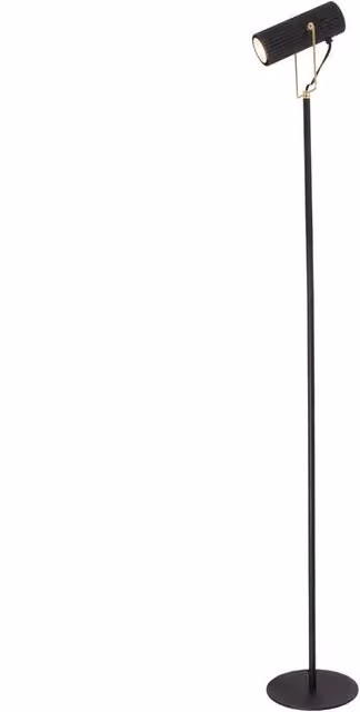Happy Homewares Modern Adjustable Metal Floor Lamp in Black and Gold/Brass with GU10 LED Support – 1