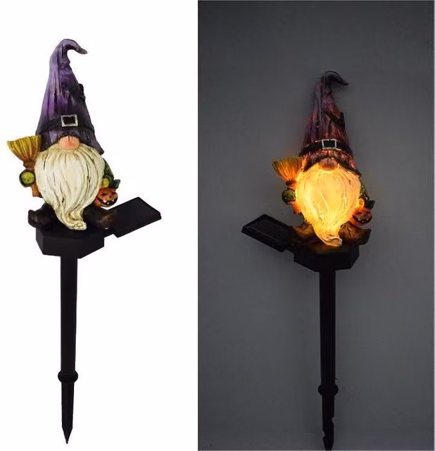 Leaper Solar Garden Cartoon Resin Dwarf Genie Lights in Purple