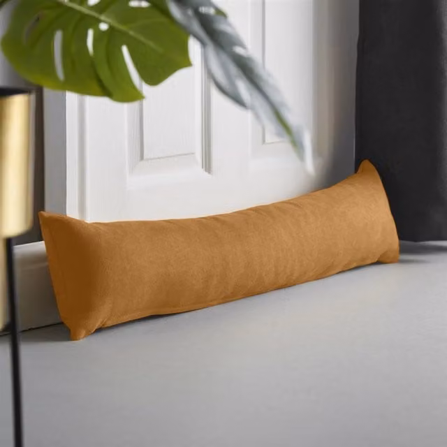 Livinluxury Velvet Chenille Draught Excluder in Beige and Brown