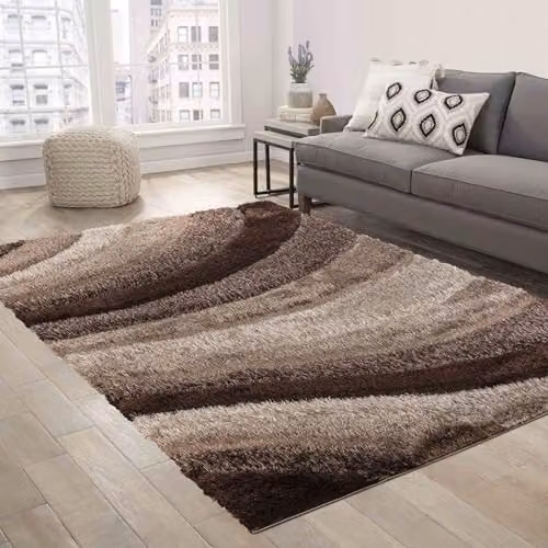 Desire Rugs Modern Soft Waves Shimmer Shaggy Area Rug in Bronze, W: 80 cm, L: 150 cm – 2