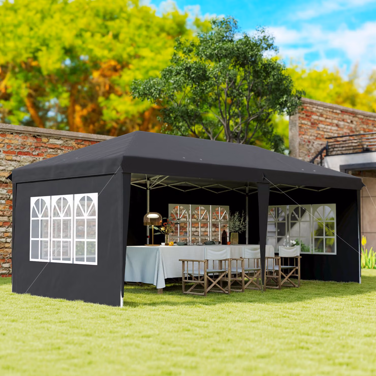 Outsunny Lightweight Height Adjustable Party Tent Gazebo in Black, W/D/H: 600 x 300 x 270 cm – 9