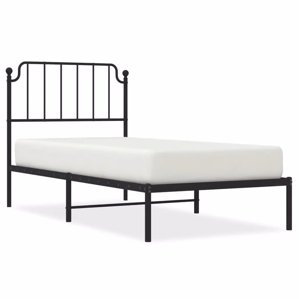 Berkfield Home Metal Bed Frame with Headboard in Black, W/D/H: 90 x 200 cm – 2