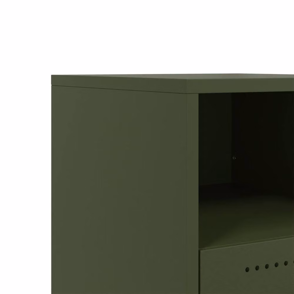 Berkfield Home Set of 2 Stylish Metal Bedside Cabinets in Olive Green, W/D/H: 39 x 39 x 43.5 cm – 4