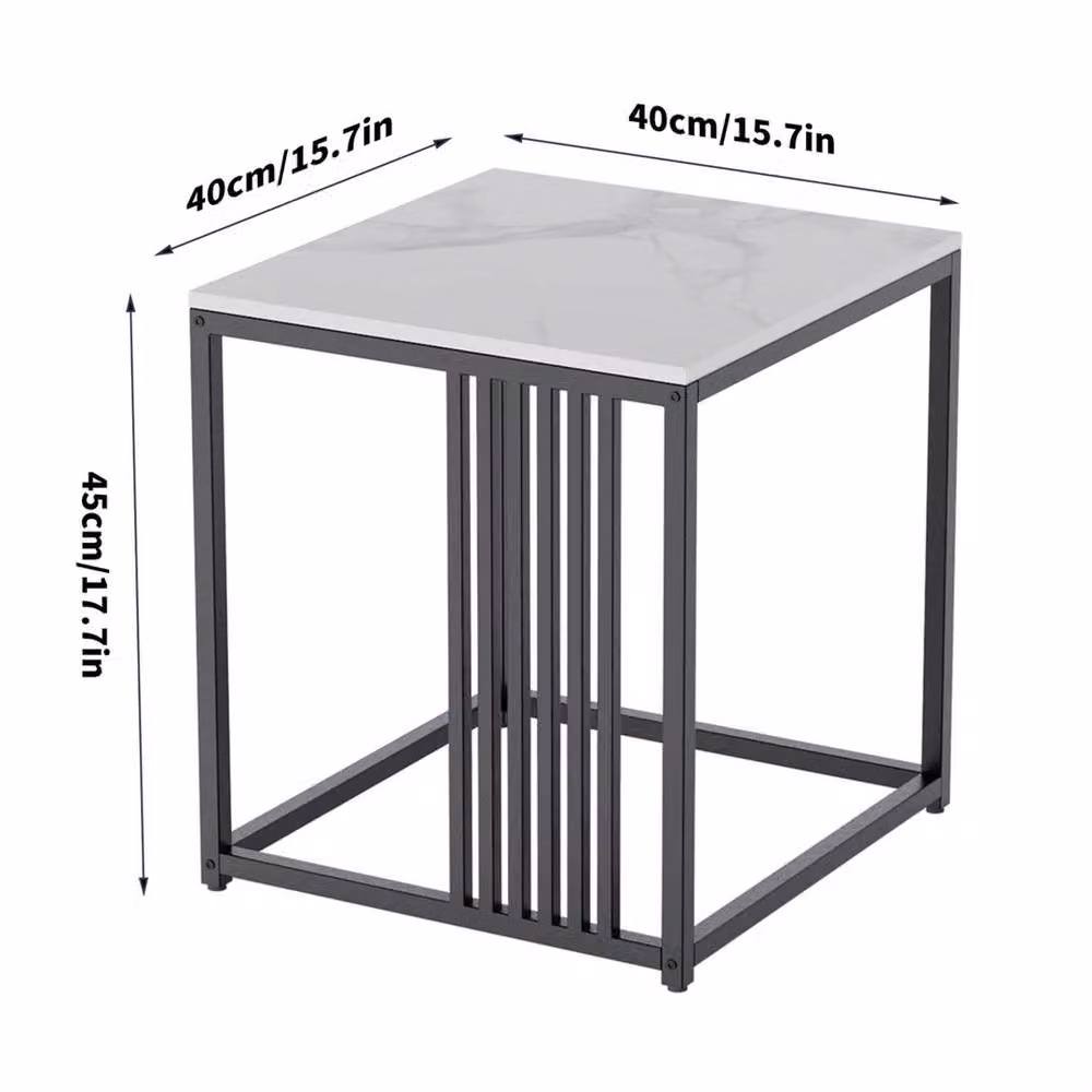 NESTLUNE Nordic Marble Small Coffee Table and Sofa Side Table in Black, W/D/H: 100 x 15 x 15 cm – 2