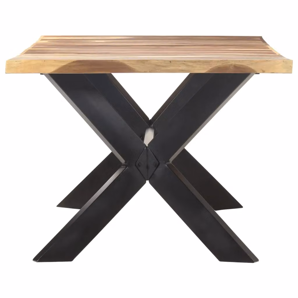 Berkfield Home Rectangular Solid Wood Dining Table in Brown with X-Frame Legs, W: 200 cm, D: 100 cm, H: 75 cm – 2