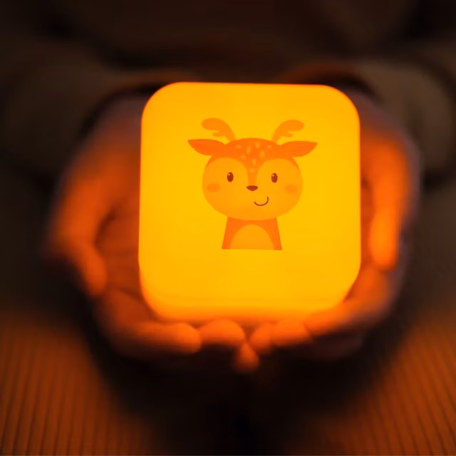 Cloud B Cube B Finley Fawn Silicone Rechargeable Night Light and Reading Lamp in Beige