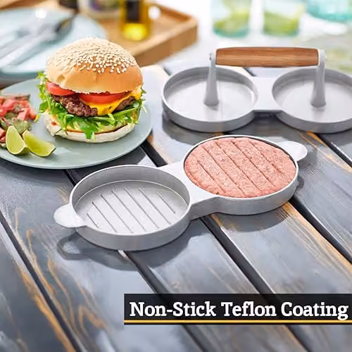 Premier Housewares From Scratch Non-Stick Double Hamburger Press in Brown – 5
