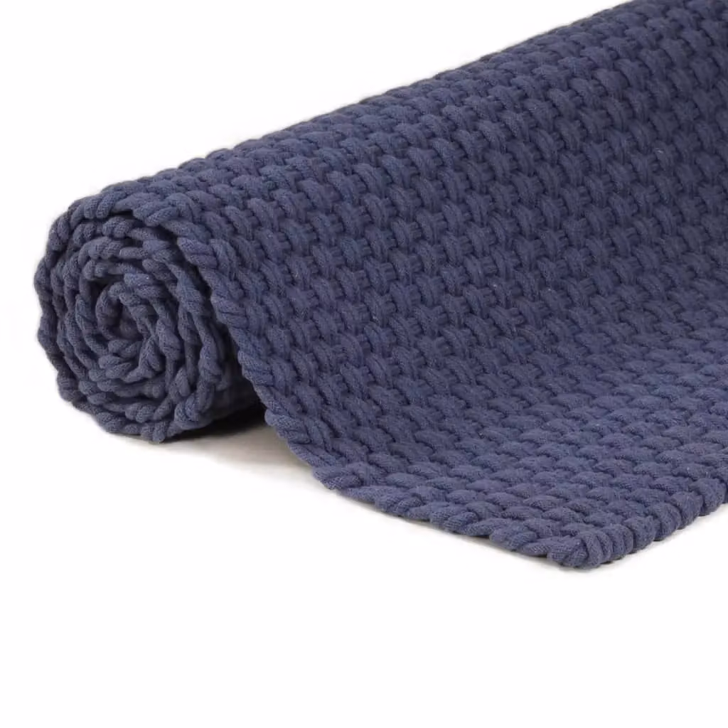 Berkfield Home Rectangular Braided Cotton Rug in Navy Blue, W: 160 cm, L: 230 cm