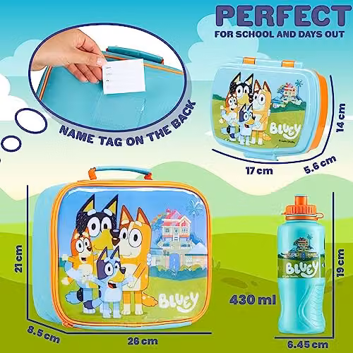 Bluey 3 Piece Lunch Set with Insulated Bag, Lunch Box and 430ml Water Bottle, Multicolour – 4