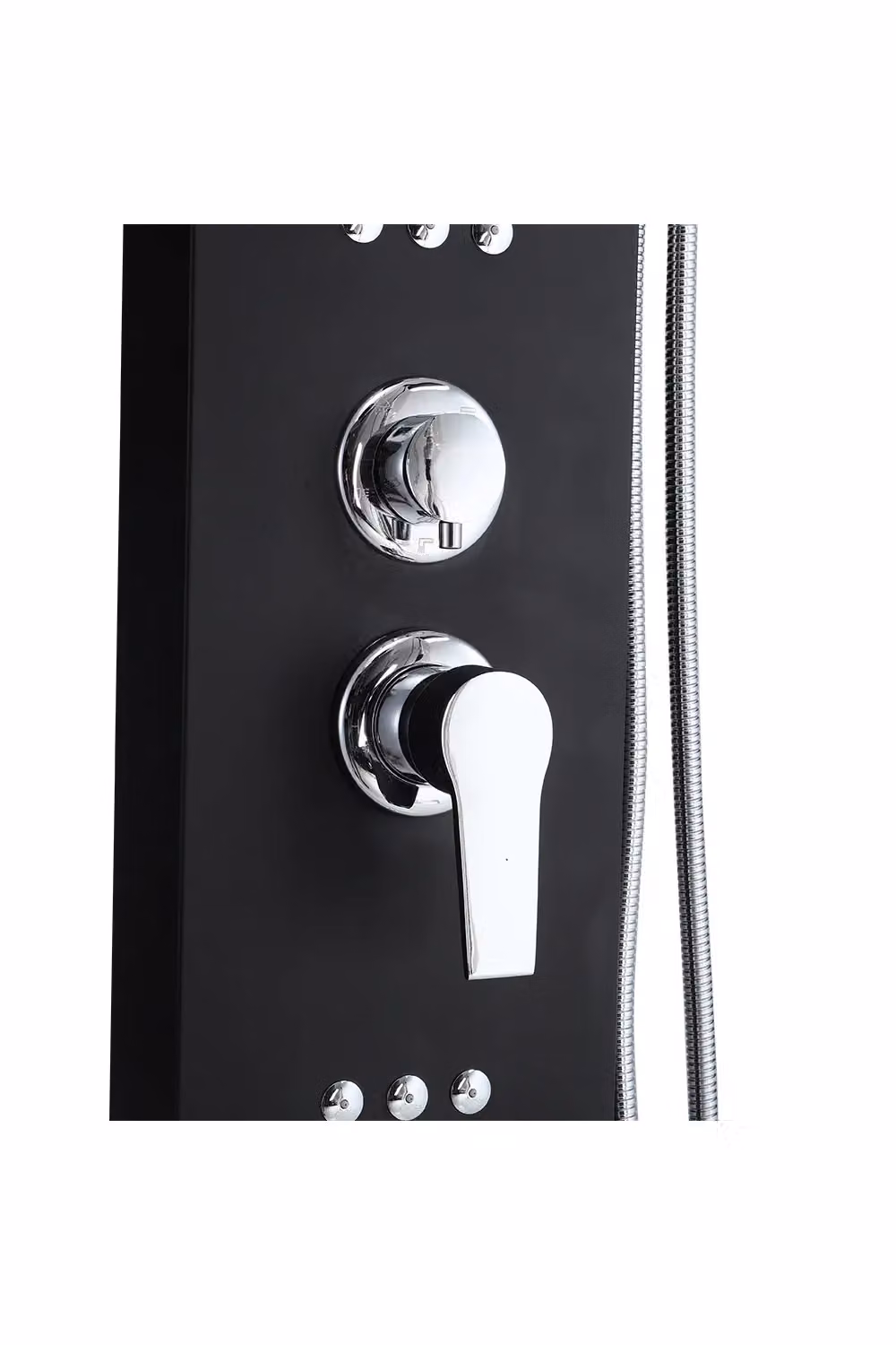 Living and Home Stainless Steel Shower Panel with LED Temperature Display, Hand Shower, Rain and Massage Functions in Matt Black, H: 134.8 cm – 5