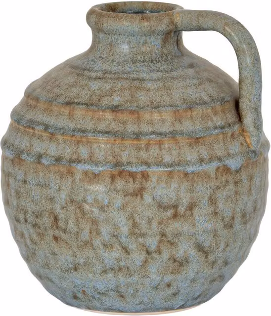 Hill Interiors Capella Ceramic Jug Vase in Grey and Yellow
