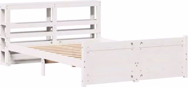 Berkfield Home Beautiful Bed Frame with Headboard in White, Small Double, W/D/H: 120 x 200 cm