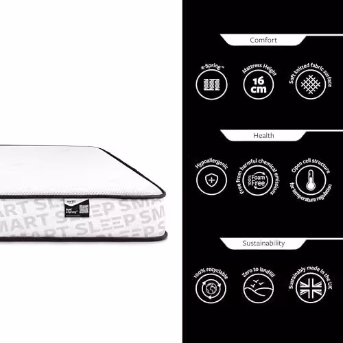 Jay-Be Childrens Pocket Spring Mattress in White and Black, W/D/H: 90 x 190 x 16 cm – 4