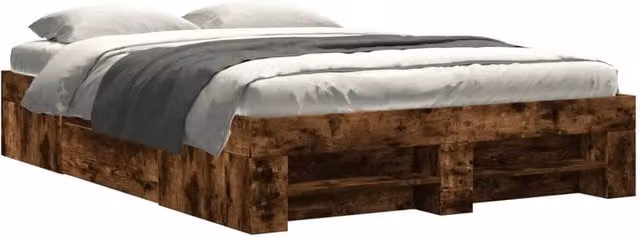 Berkfield Home Small Double Wood Bed Frame with Drawers in Smoked Oak Brown, W/D/H: 120 x 190 cm – 1